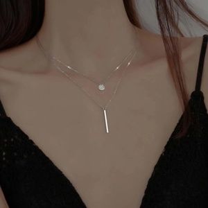 Sterling Silver Disc Cubic Zirconia Necklace